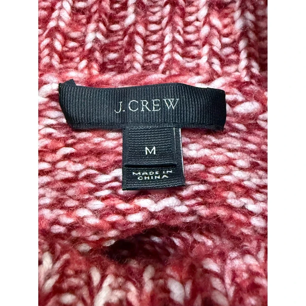 J.Crew Womens Red Marled Wool Mohair Blend Turtleneck Marled Sweater Size M Cozy